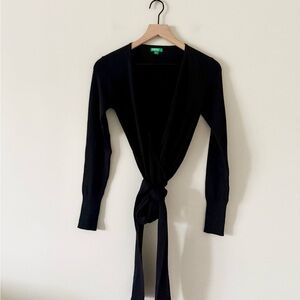 United Colors Of Benetton Long Sleeve True Wrap Sweater in Black Size M
